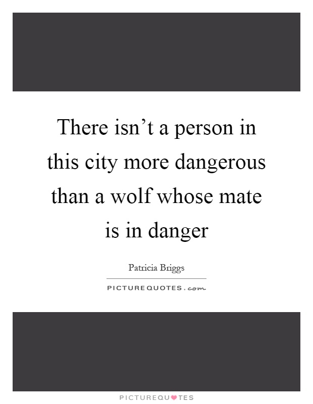 There isn't a person in this city more dangerous than a wolf whose mate is in danger Picture Quote #1