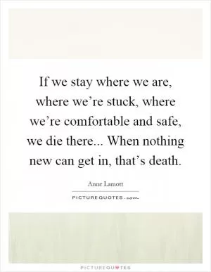 If we stay where we are, where we’re stuck, where we’re comfortable and safe, we die there... When nothing new can get in, that’s death Picture Quote #1