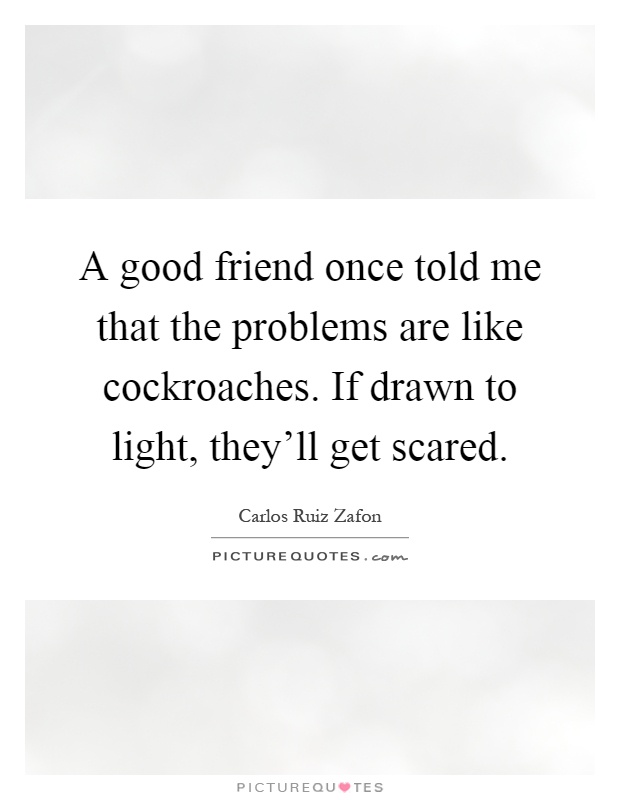 A good friend once told me that the problems are like cockroaches. If drawn to light, they'll get scared Picture Quote #1