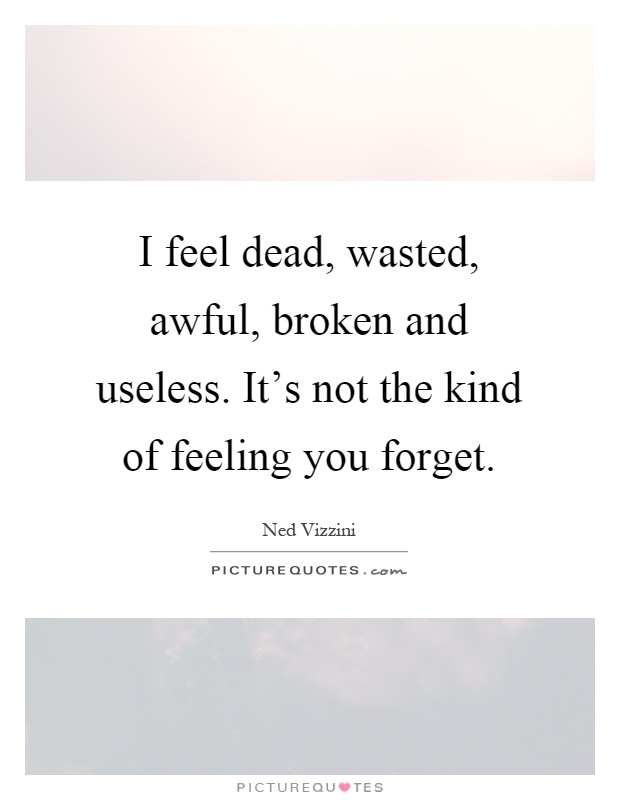 I feel dead, wasted, awful, broken and useless. It's not the kind of feeling you forget Picture Quote #1