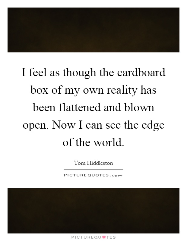I feel as though the cardboard box of my own reality has been flattened and blown open. Now I can see the edge of the world Picture Quote #1