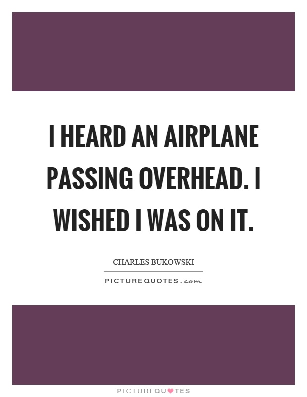 I heard an airplane passing overhead. I wished I was on it Picture Quote #1