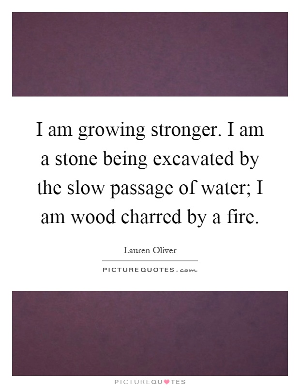 I am growing stronger. I am a stone being excavated by the slow passage of water; I am wood charred by a fire Picture Quote #1
