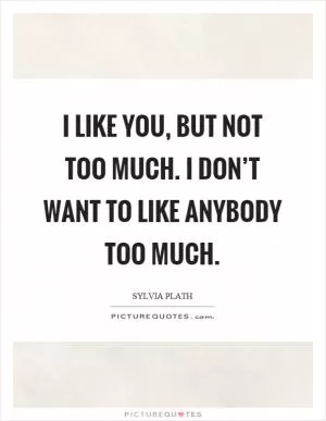 I like you, but not too much. I don’t want to like anybody too much Picture Quote #1