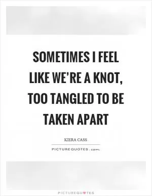 Sometimes I feel like we’re a knot, too tangled to be taken apart Picture Quote #1