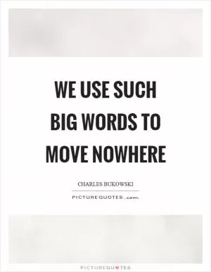 We use such big words to move nowhere Picture Quote #1