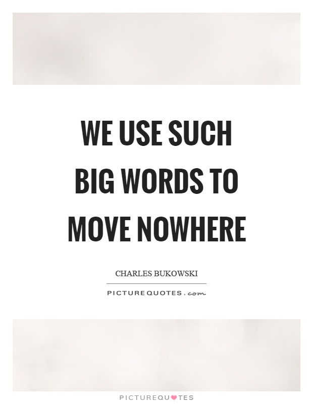We use such big words to move nowhere Picture Quote #1