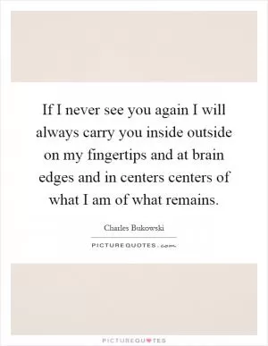 If I never see you again I will always carry you inside outside on my fingertips and at brain edges and in centers centers of what I am of what remains Picture Quote #1