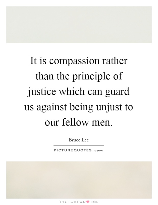 It is compassion rather than the principle of justice which can guard us against being unjust to our fellow men Picture Quote #1