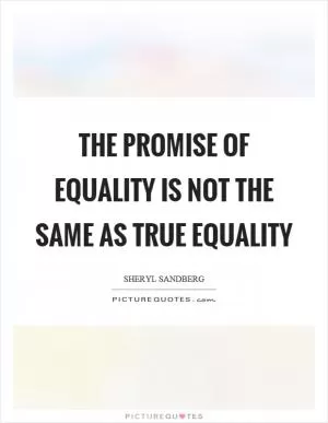 The promise of equality is not the same as true equality Picture Quote #1