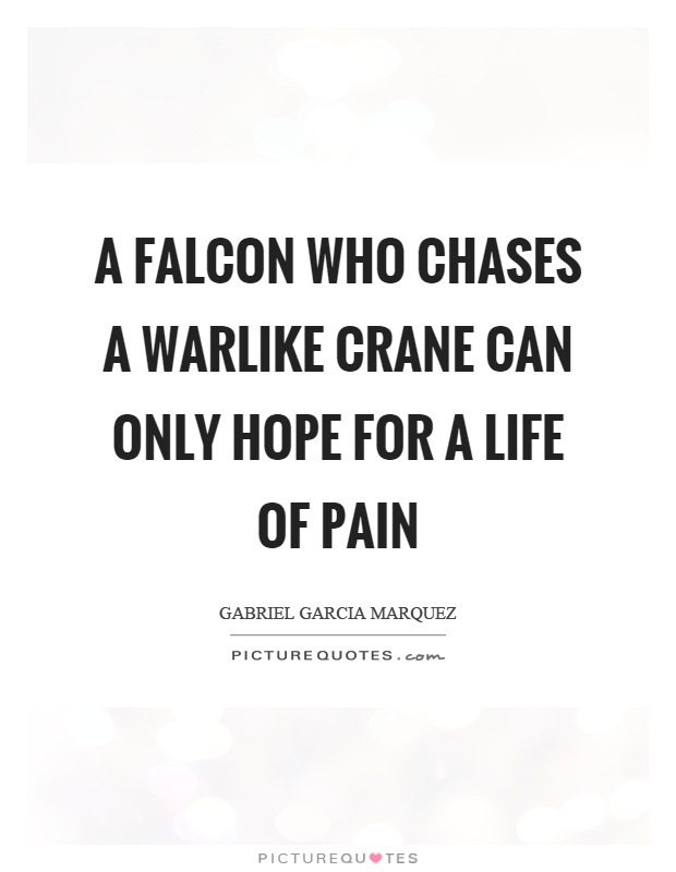 A falcon who chases a warlike crane can only hope for a life of pain Picture Quote #1