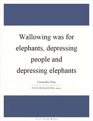 Wallowing was for elephants, depressing people and depressing elephants Picture Quote #1