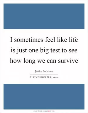 I sometimes feel like life is just one big test to see how long we can survive Picture Quote #1