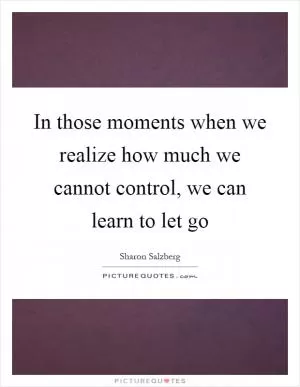 In those moments when we realize how much we cannot control, we can learn to let go Picture Quote #1