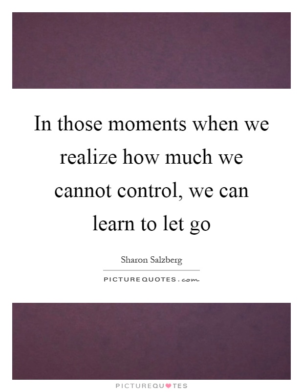 In those moments when we realize how much we cannot control, we can learn to let go Picture Quote #1