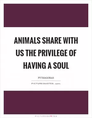 Animals share with us the privilege of having a soul Picture Quote #1