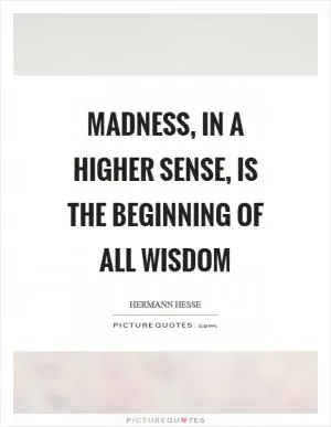 Madness, in a higher sense, is the beginning of all wisdom Picture Quote #1