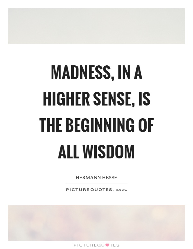 Madness, in a higher sense, is the beginning of all wisdom Picture Quote #1