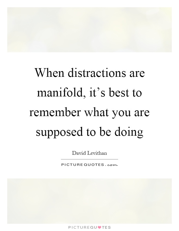 When distractions are manifold, it's best to remember what you are supposed to be doing Picture Quote #1
