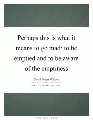 Perhaps this is what it means to go mad: to be emptied and to be aware of the emptiness Picture Quote #1