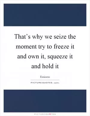 That’s why we seize the moment try to freeze it and own it, squeeze it and hold it Picture Quote #1