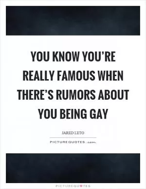 You know you’re really famous when there’s rumors about you being gay Picture Quote #1