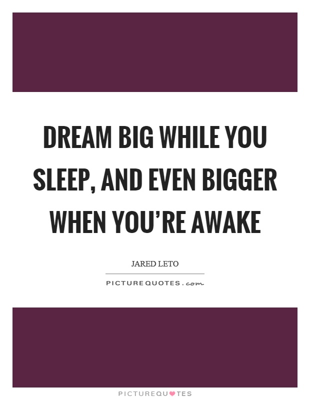 Dream big while you sleep, and even bigger when you're awake Picture Quote #1