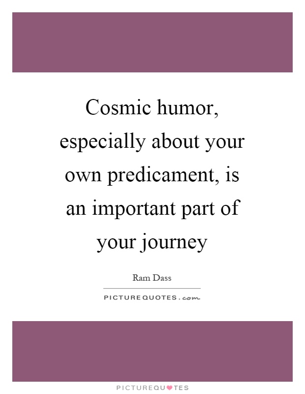 Cosmic humor, especially about your own predicament, is an important part of your journey Picture Quote #1
