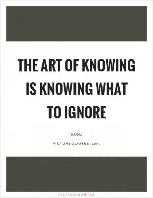 The art of knowing is knowing what to ignore Picture Quote #1