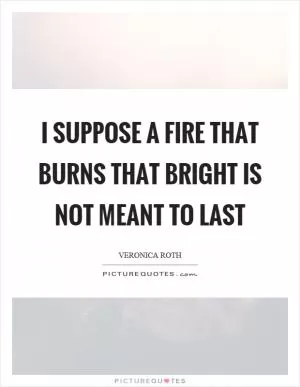 I suppose a fire that burns that bright is not meant to last Picture Quote #1