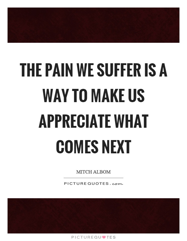 The pain we suffer is a way to make us appreciate what comes next Picture Quote #1