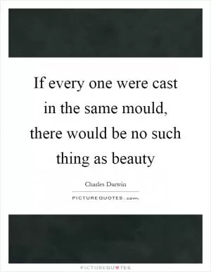 If every one were cast in the same mould, there would be no such thing as beauty Picture Quote #1