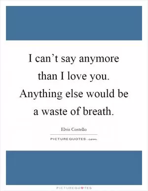 I can’t say anymore than I love you. Anything else would be a waste of breath Picture Quote #1