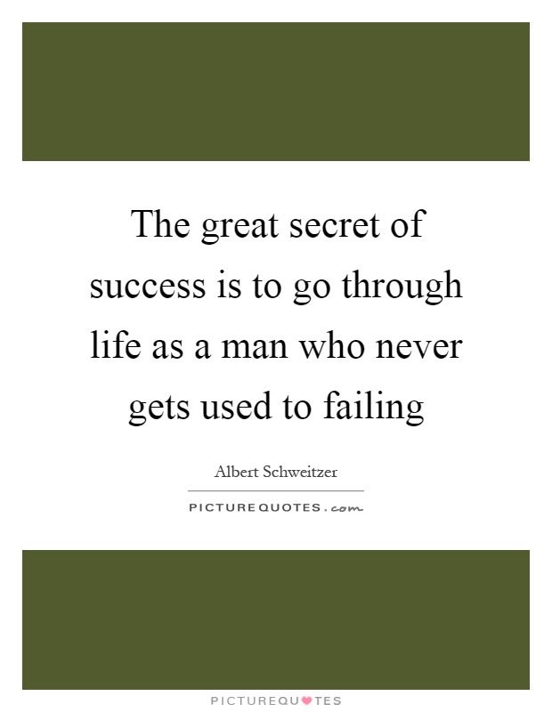 The great secret of success is to go through life as a man who never gets used to failing Picture Quote #1