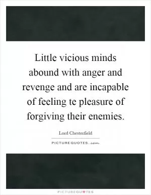 Little vicious minds abound with anger and revenge and are incapable of feeling te pleasure of forgiving their enemies Picture Quote #1