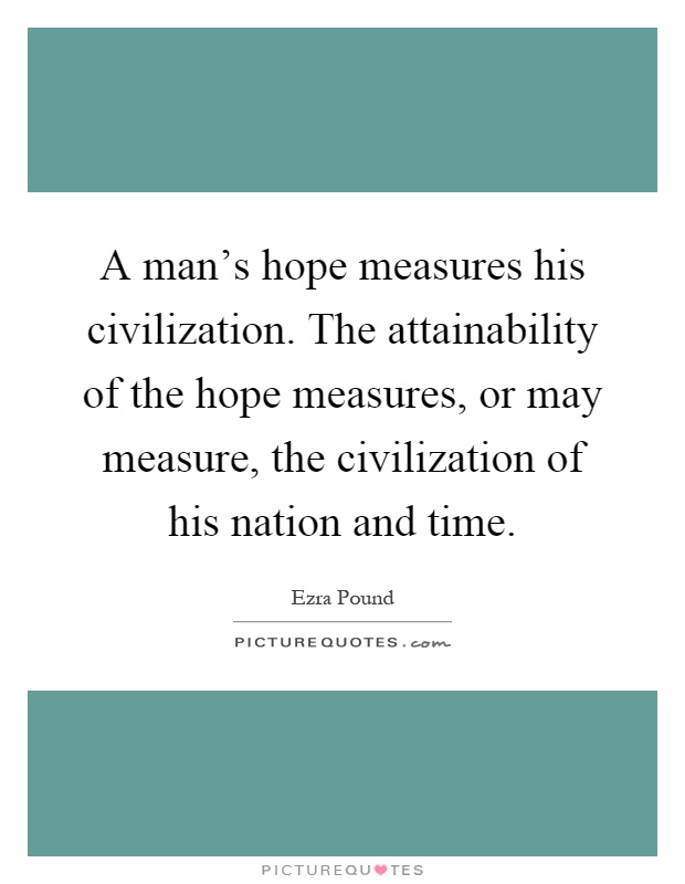 A man's hope measures his civilization. The attainability of the hope measures, or may measure, the civilization of his nation and time Picture Quote #1