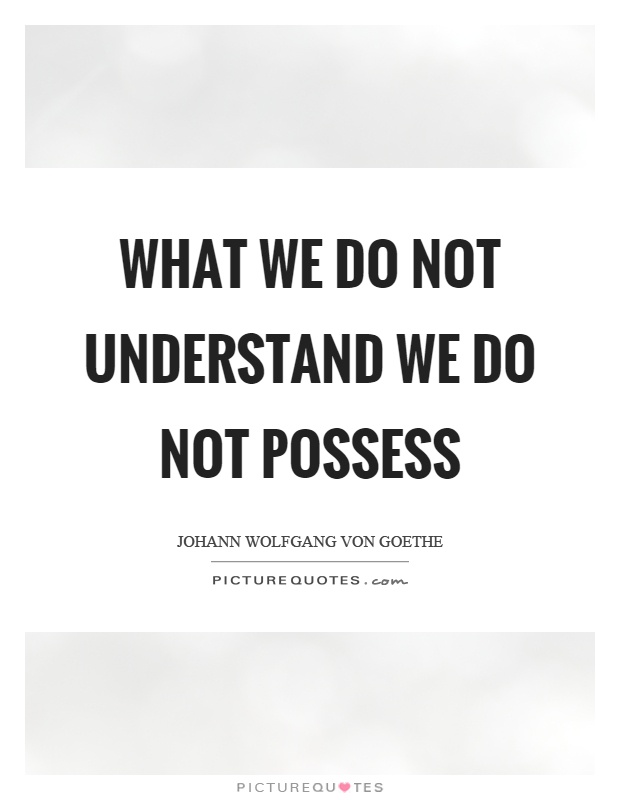What we do not understand we do not possess Picture Quote #1