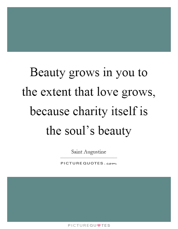 Beauty grows in you to the extent that love grows, because charity itself is the soul's beauty Picture Quote #1