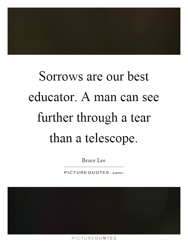 Sorrows are our best educator. A man can see further through a tear than a telescope Picture Quote #1