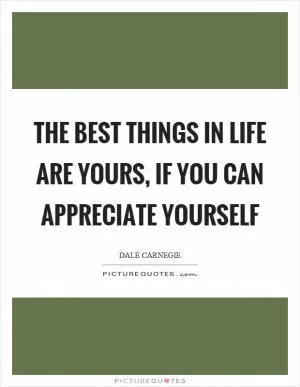 The best things in life are yours, if you can appreciate yourself Picture Quote #1