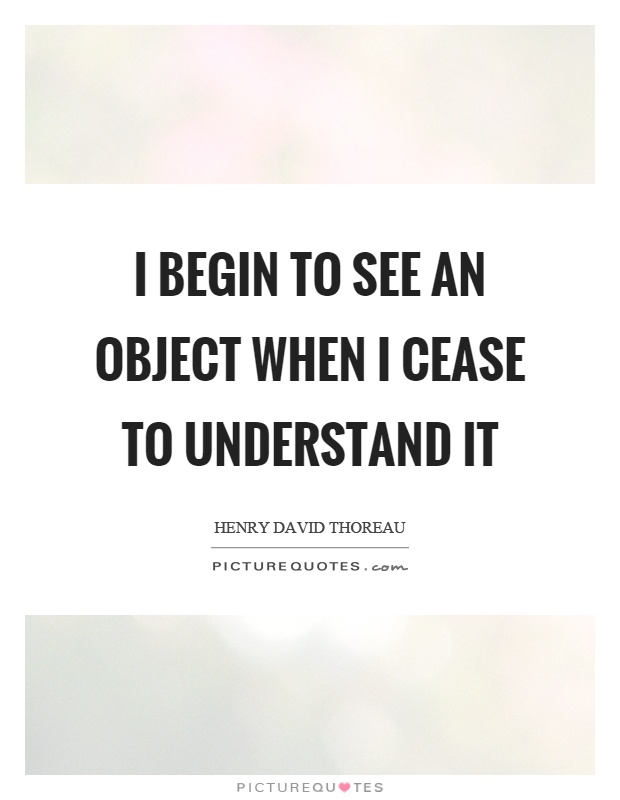 I begin to see an object when I cease to understand it Picture Quote #1