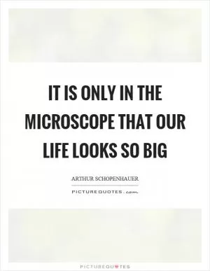 It is only in the microscope that our life looks so big Picture Quote #1
