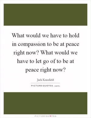 What would we have to hold in compassion to be at peace right now? What would we have to let go of to be at peace right now? Picture Quote #1