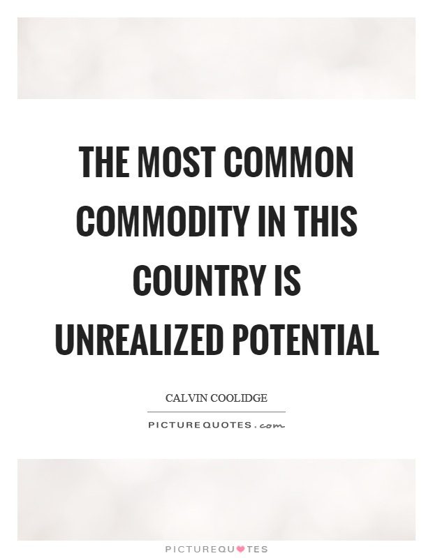 The most common commodity in this country is unrealized potential Picture Quote #1