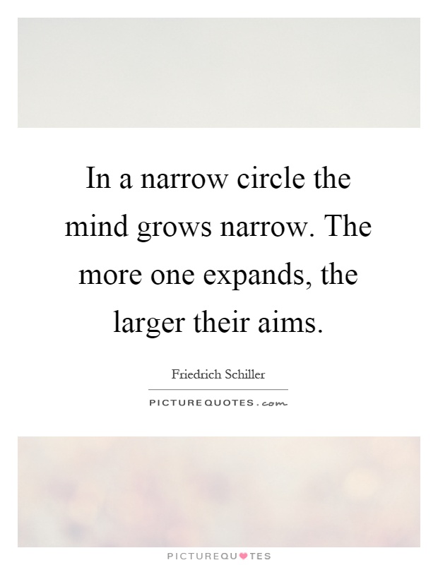 In a narrow circle the mind grows narrow. The more one expands, the larger their aims Picture Quote #1