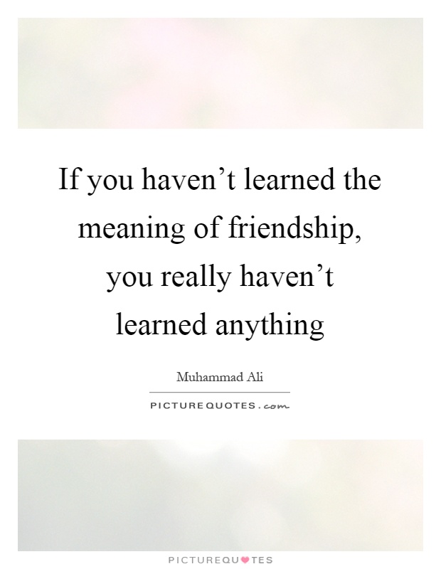 If you haven't learned the meaning of friendship, you really haven't learned anything Picture Quote #1