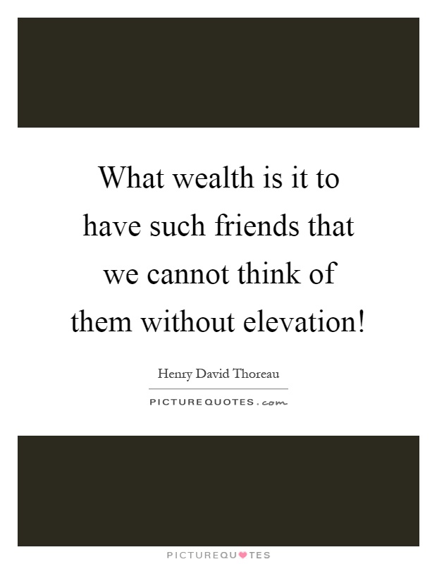 What wealth is it to have such friends that we cannot think of them without elevation! Picture Quote #1