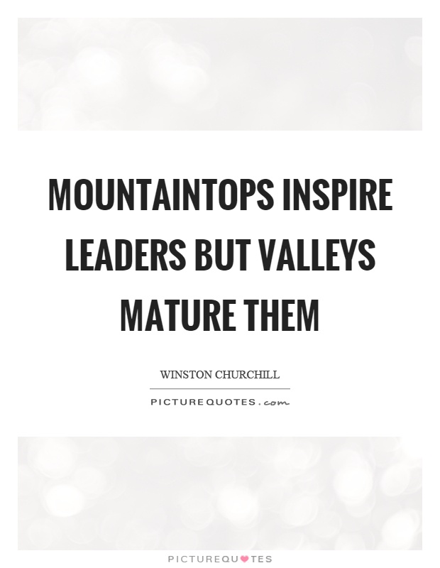 Mountaintops inspire leaders but valleys mature them Picture Quote #1