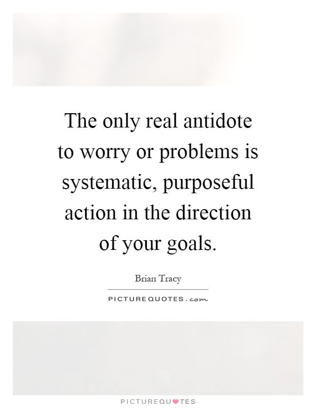 The only real antidote to worry or problems is systematic, purposeful action in the direction of your goals Picture Quote #1