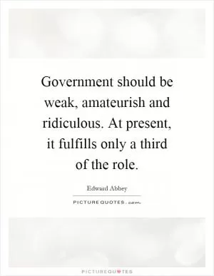 Government should be weak, amateurish and ridiculous. At present, it fulfills only a third of the role Picture Quote #1